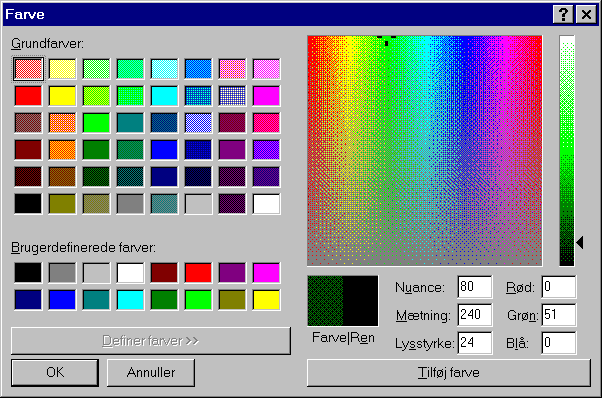 The standard Windows 95 palette.